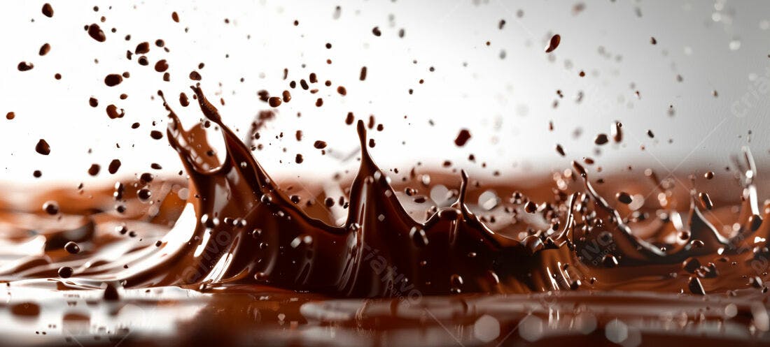 Chocolate derretendo em splash marrom