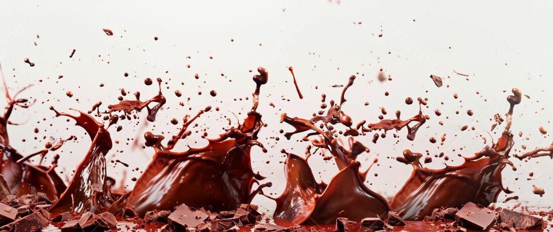 Chocolate derretido em salpicaduras