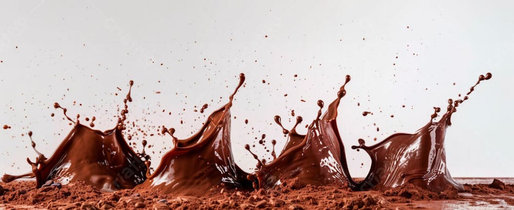 Calda De Chocolate Em Forma De Splash No Ar 35