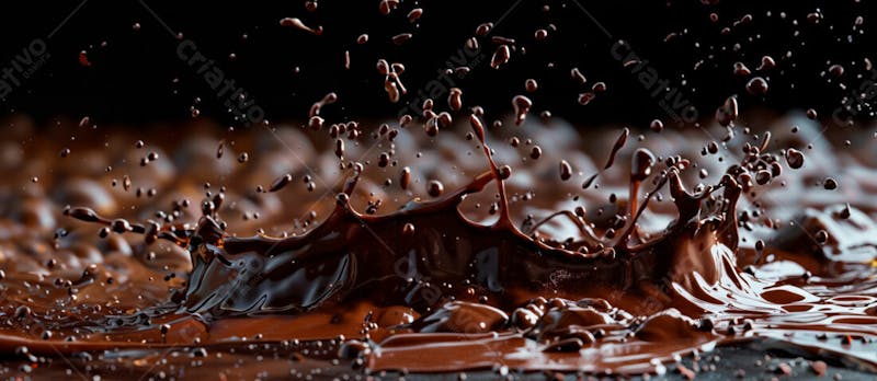 Calda de chocolate em forma de splash no ar 36