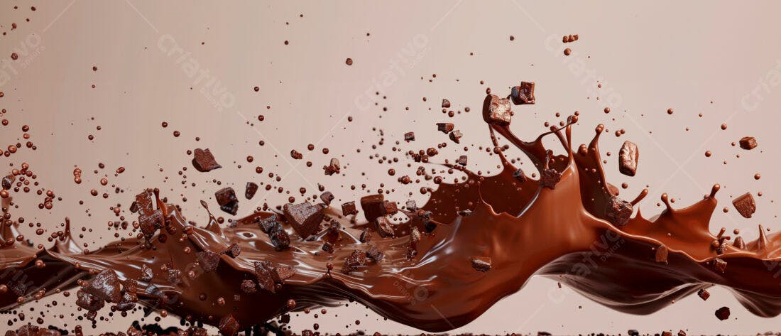 Chocolate derretendo em movimento pedaços