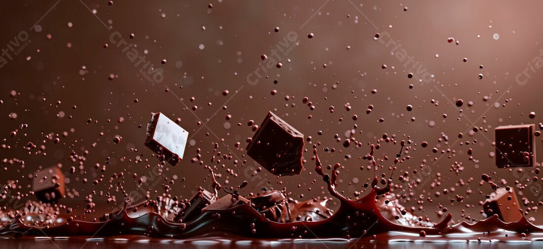 Chocolate caindo em calda escura