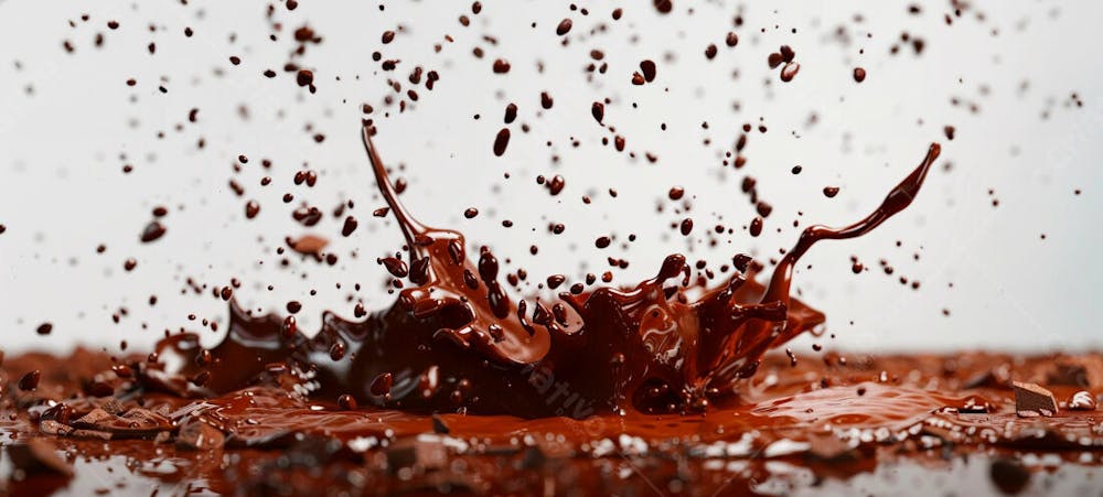 Calda De Chocolate Em Forma De Splash No Ar 44