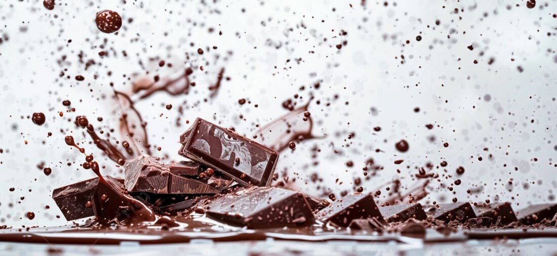 Chocolate derretendo em gotas