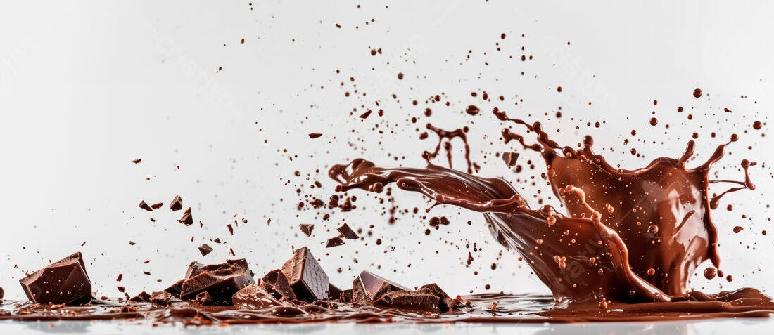 Chocolate derretendo em splash marrons
