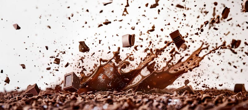 Calda de chocolate em forma de splash no ar 52