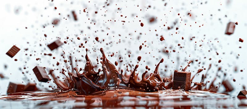 Calda de chocolate em forma de splash no ar 53