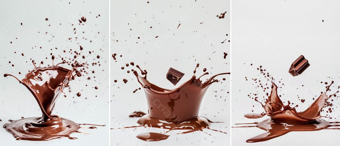Chocolate derretendo em splash marrons
