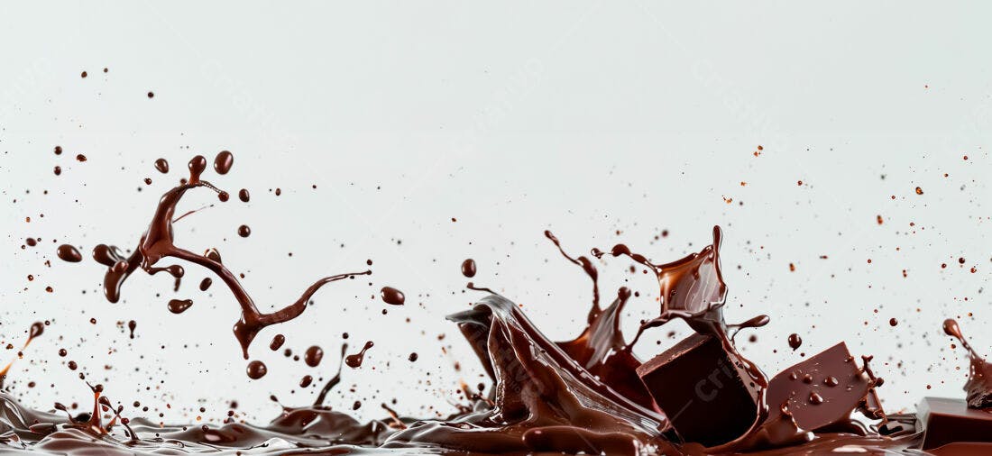 Chocolate derretendo em splash