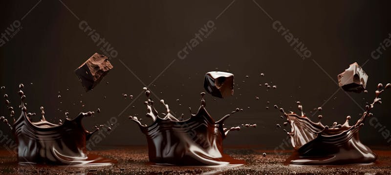 Calda de chocolate em forma de splash no ar 57