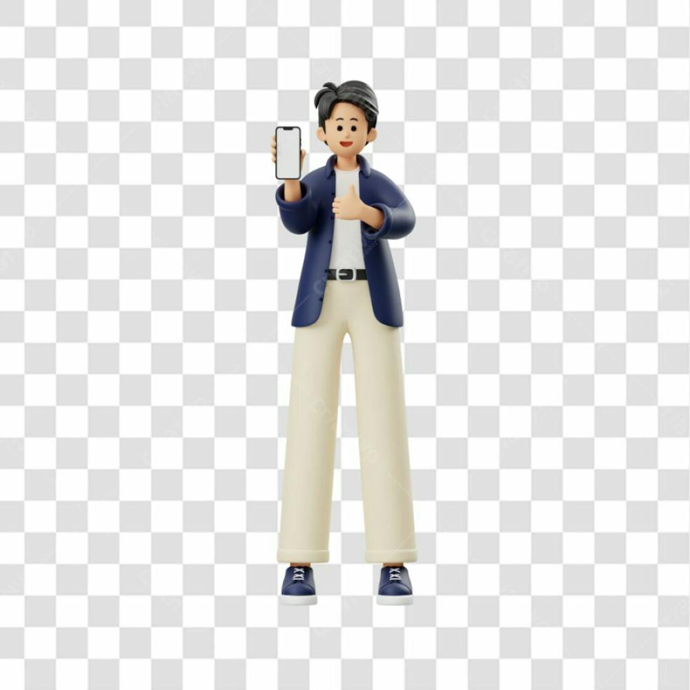 Png 3D Homem Com Telefone 1