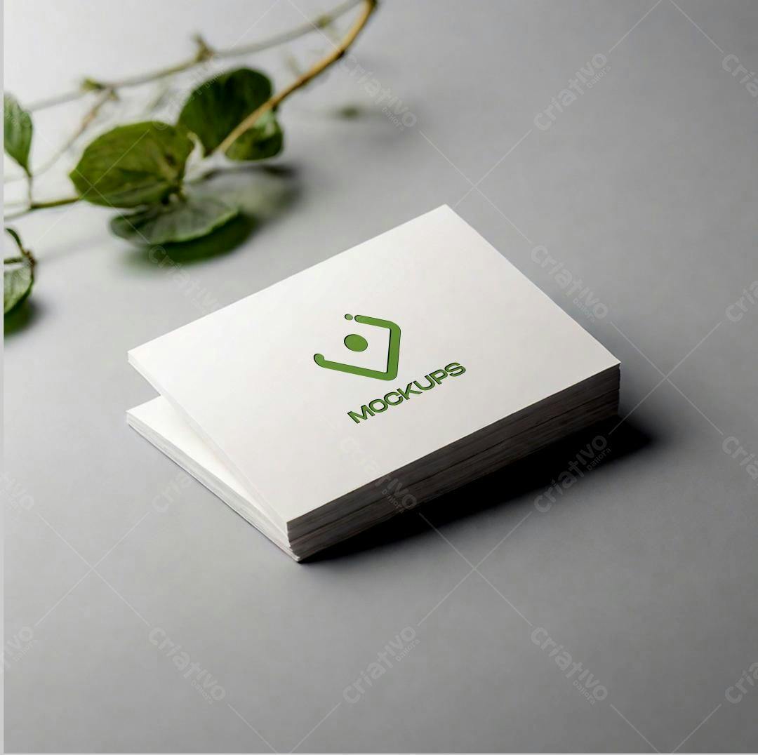 Mockup de Cartão de Visita Minimalista em Branco e Verde
