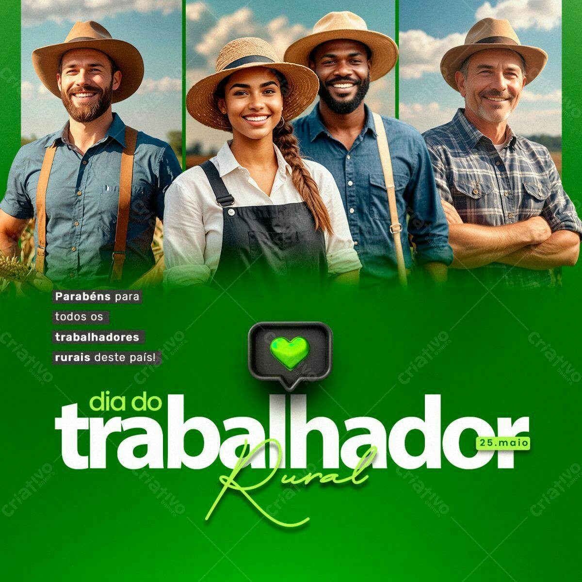 Postagem Dia do Trabalhador Rural PSD Editável