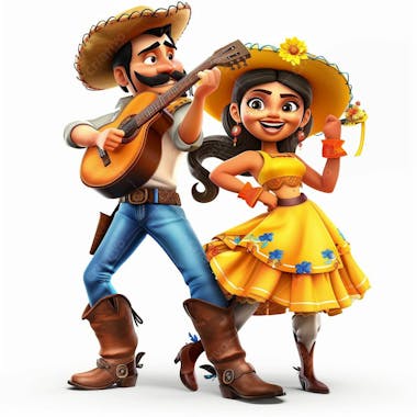 Casal caipira, cowboy, cowgirl, festa junina