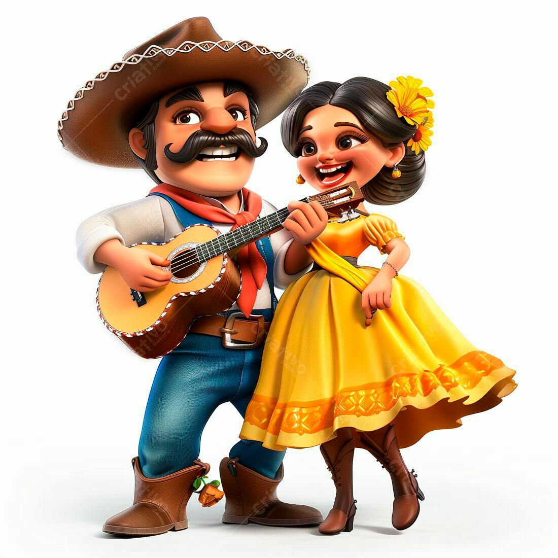 Casal mexicano tocando música folclórica