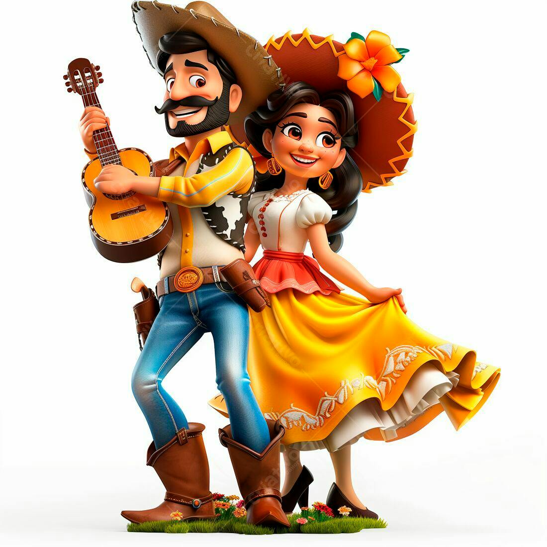 Casal mexicano tocando música folclórica