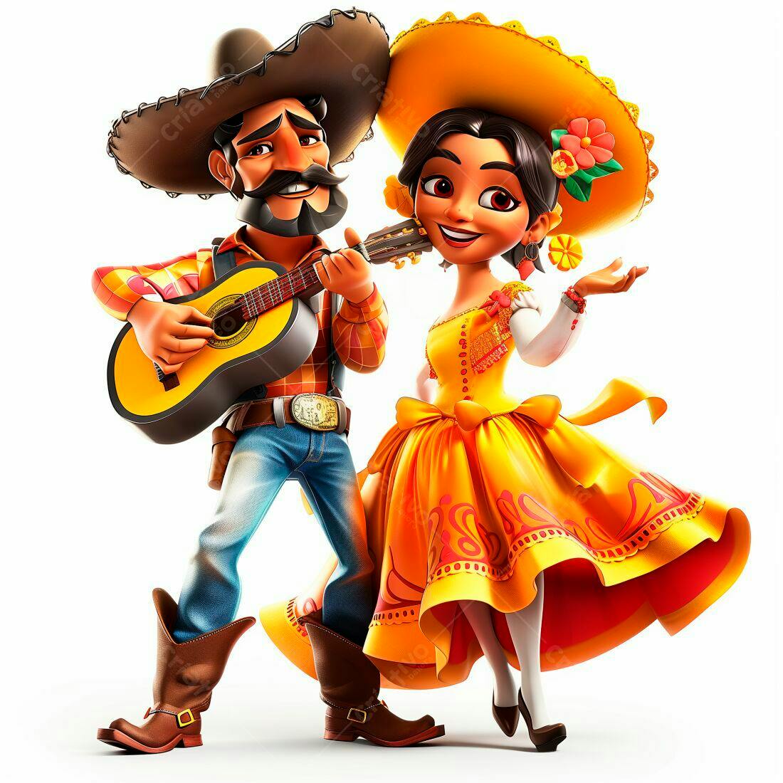 Casal mexicano tocando música folclórica