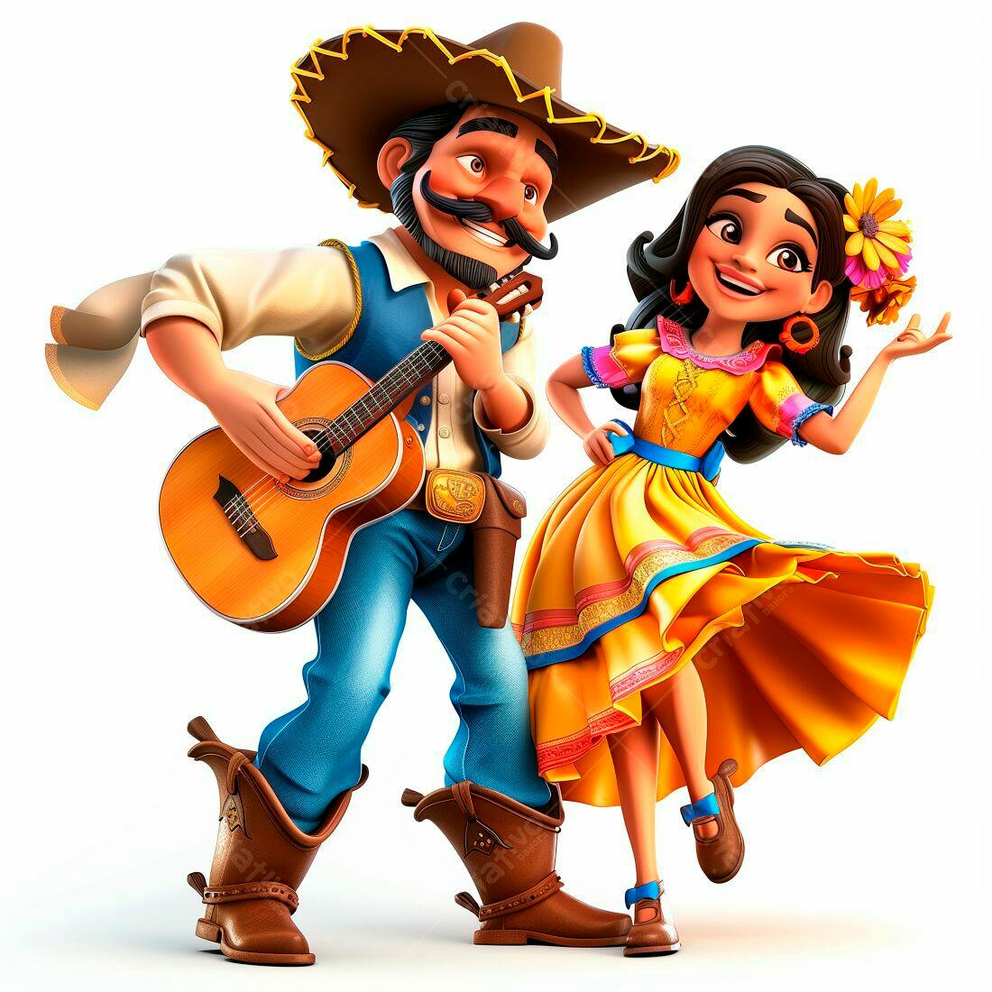Casal mexicano tocando música folclórica