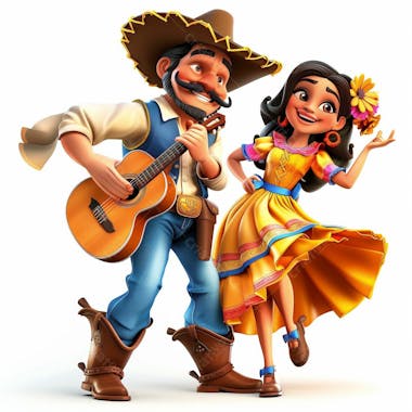 Casal caipira, cowboy, cowgirl, festa junina