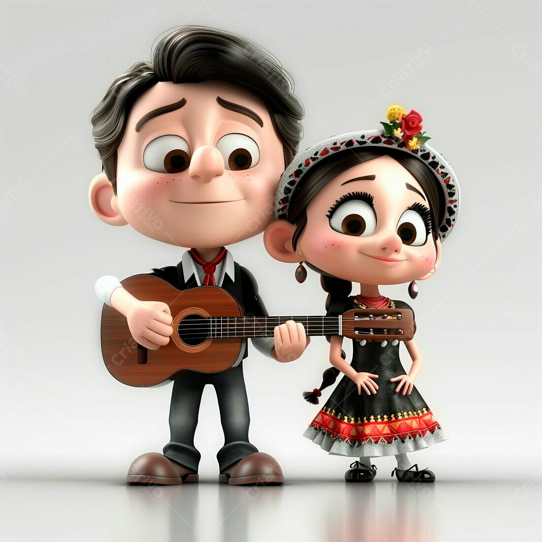 Dupla de músicos animados em trajes mexicanos