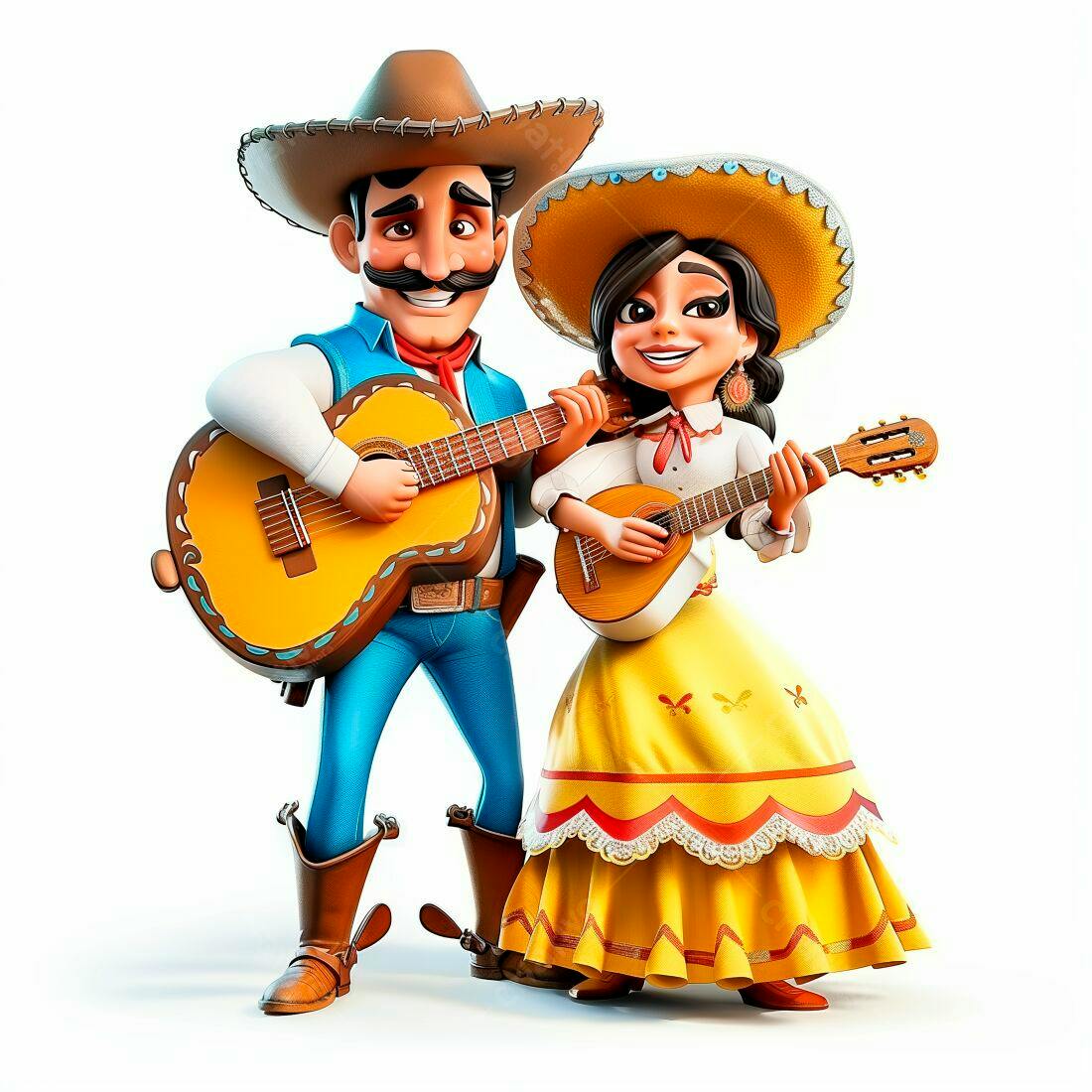 Mariachi tocando violão e guitarra