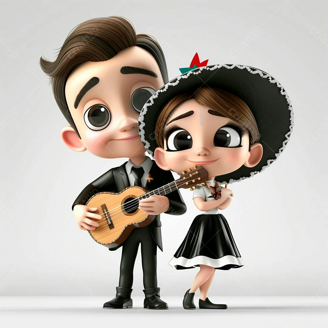 Casal animado tocando música mexicana