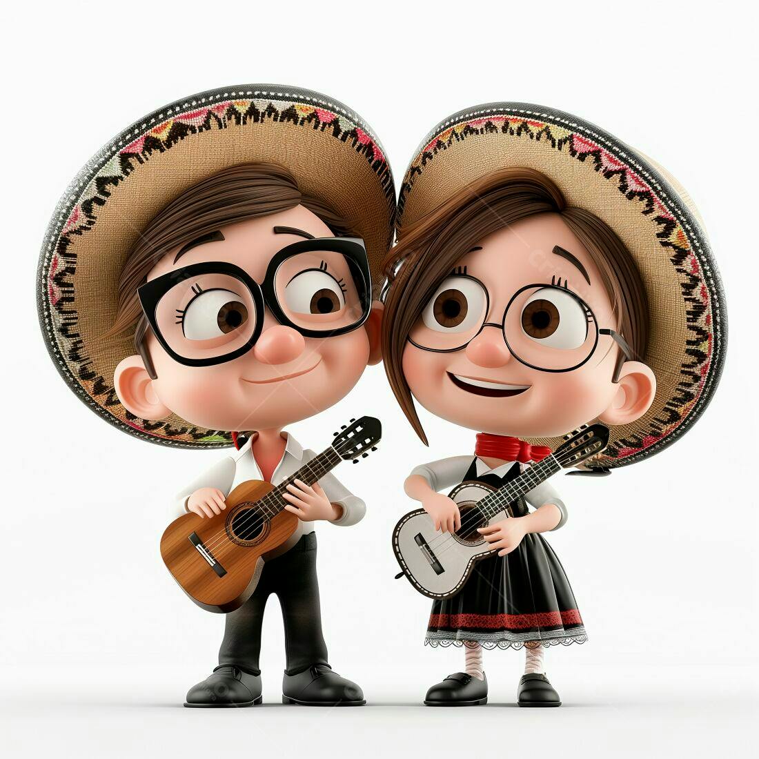 Duo musical infantil com instrumentos mexicanos