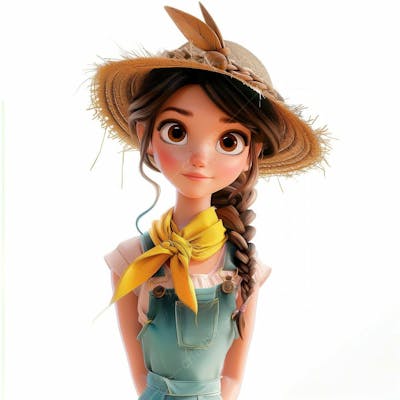 Personagem 3D, De Um Garota Caipira, Cowboy, Festa Junina