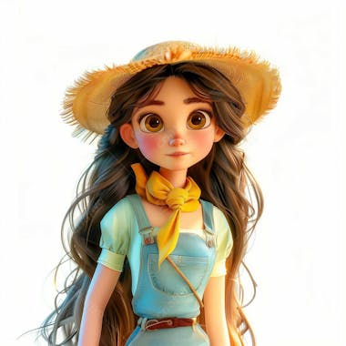 Personagem 3d, de um garota caipira, cowboy, festa junina