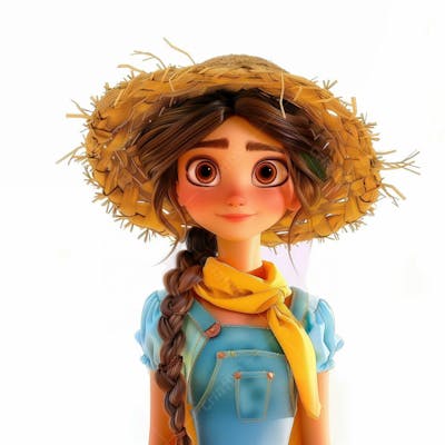Personagem 3D, De Um Garota Caipira, Cowboy, Festa Junina