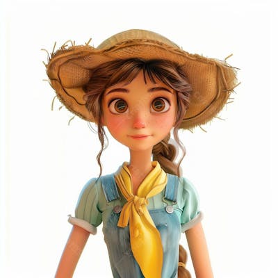 Personagem 3D, De Um Garota Caipira, Cowboy, Festa Junina
