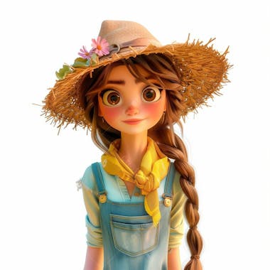 Personagem 3d, de um garota caipira, cowboy, festa junina