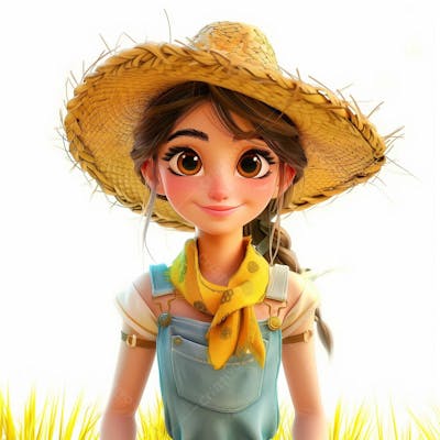 Personagem 3D, De Um Garota Caipira, Cowboy, Festa Junina