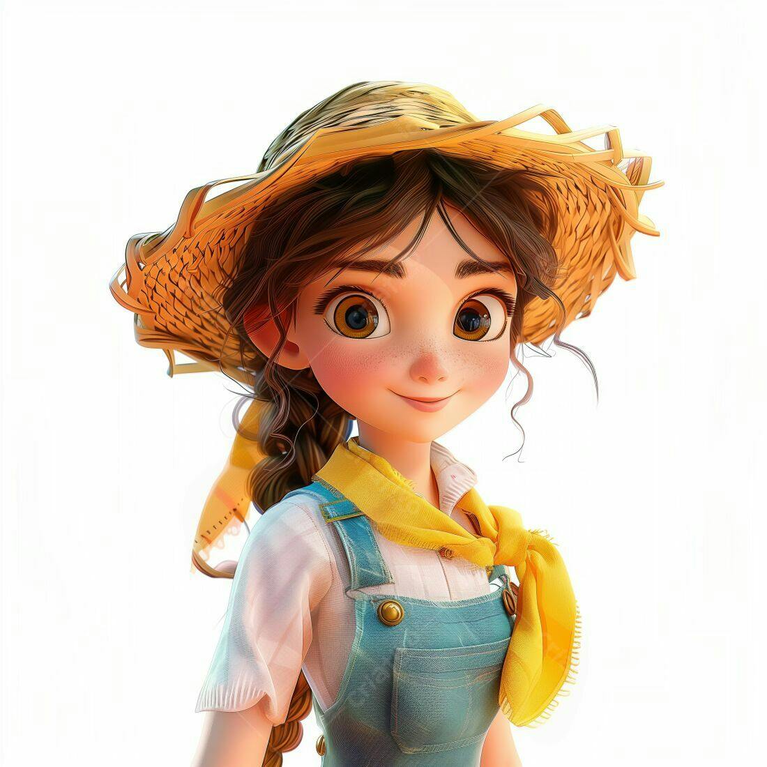 Menina agricultora sorrindo chapéu palha