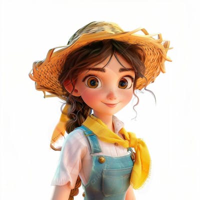 Personagem 3D, De Um Garota Caipira, Cowboy, Festa Junina