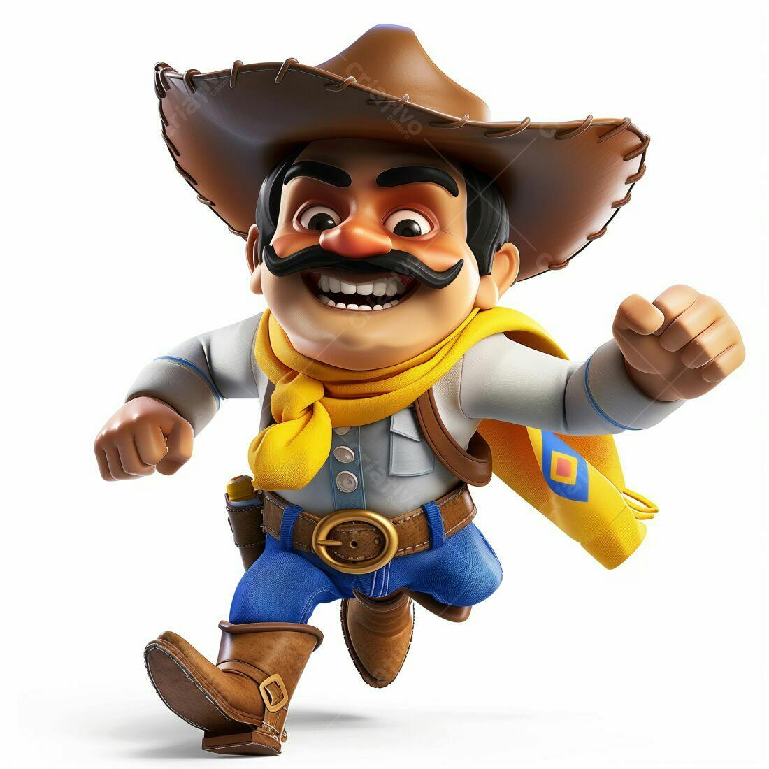 Cowboy animado correndo alegremente