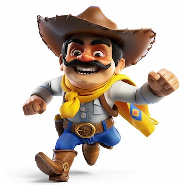 Personagem 3d, de um homem caipira, cowboy