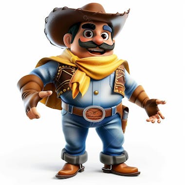 Personagem 3d, de um homem caipira, cowboy