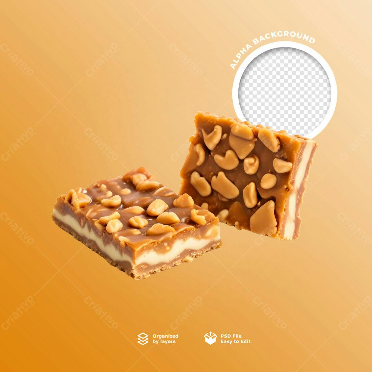 Mockup Doce com Amendoim e Caramelo PSD Editável