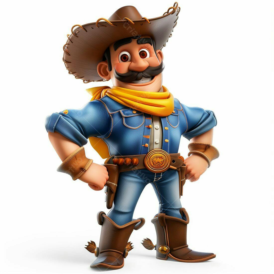 Cowboy alegre em fundo branco
