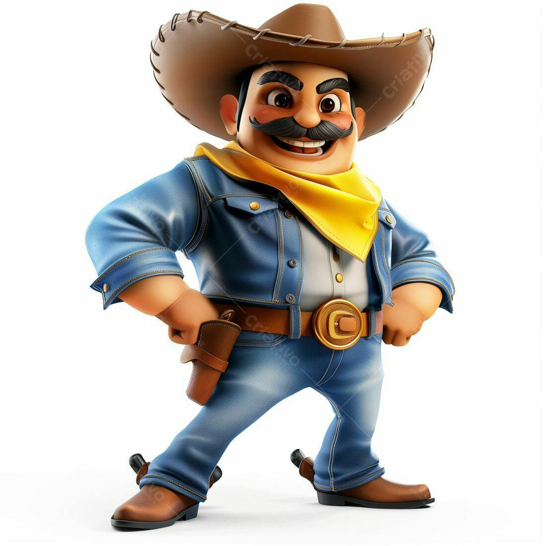 Cowboy de desenho animado alegre em fundo branco