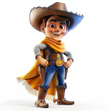 Personagem 3d, de um homem caipira, cowboy