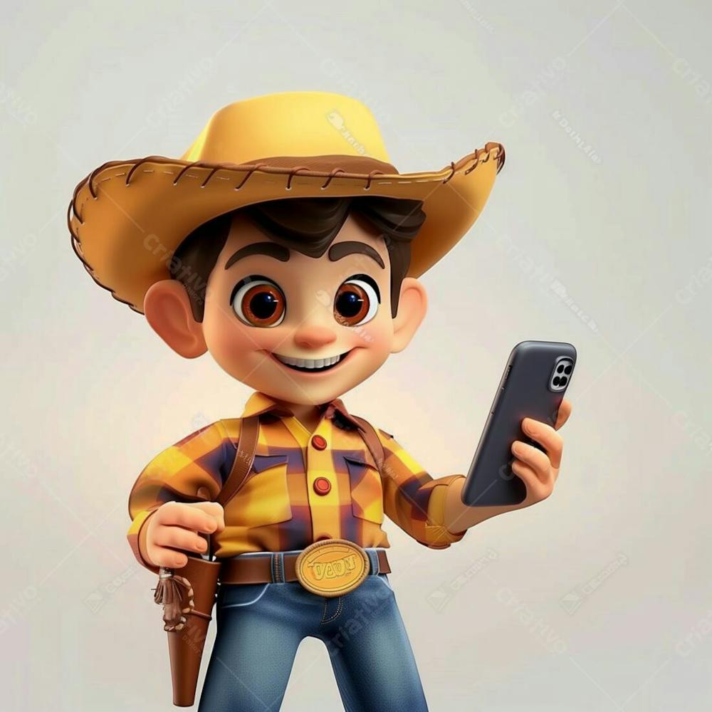 Personagem 3D, De Um Menino Caipira, Cowboy