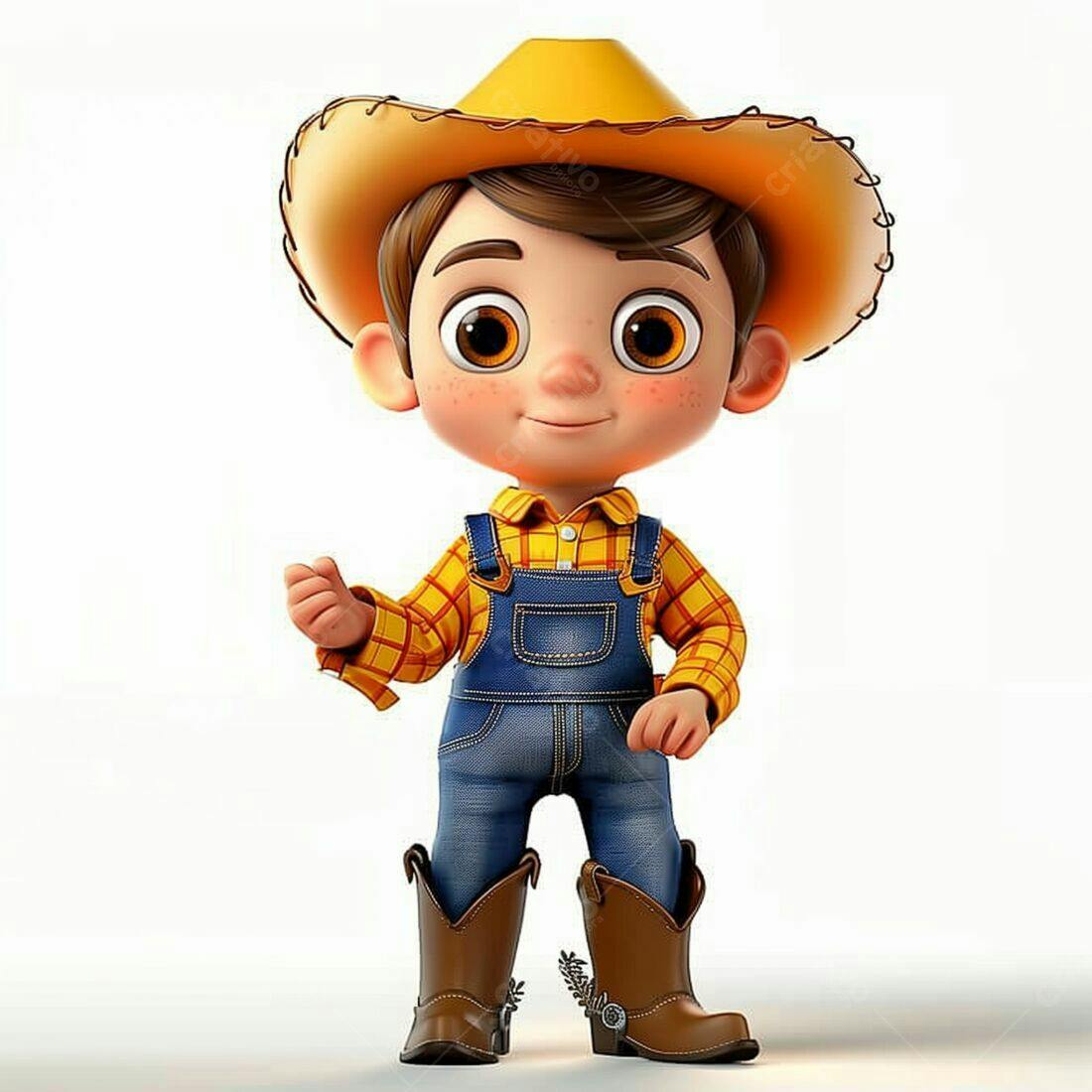 Menino fazendeiro desenho animado chapéu amarelo