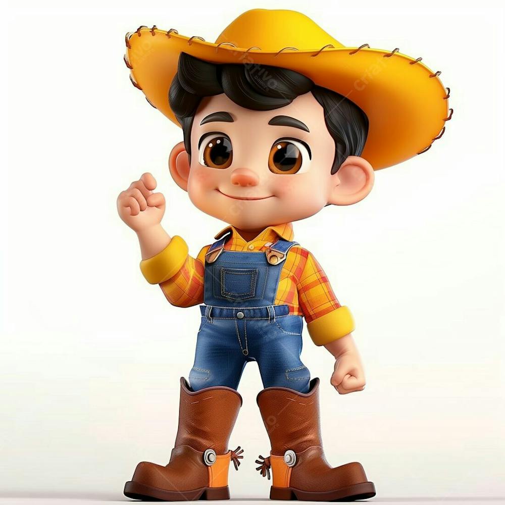 Personagem 3D, De Um Menino Caipira, Cowboy