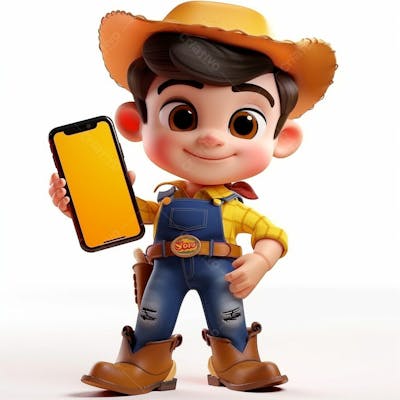Personagem 3D, De Um Menino Caipira, Cowboy