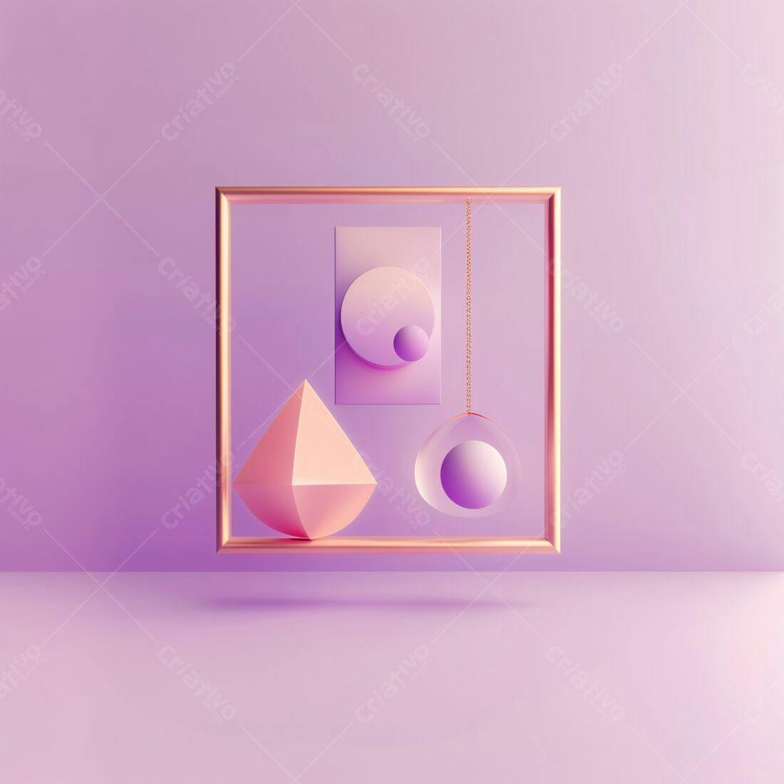 Composição geométrica rosa e lilás