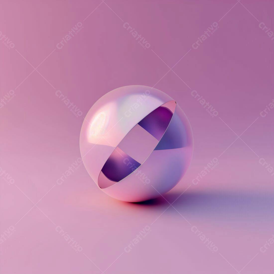 Esfera rosa com recorte abstrato