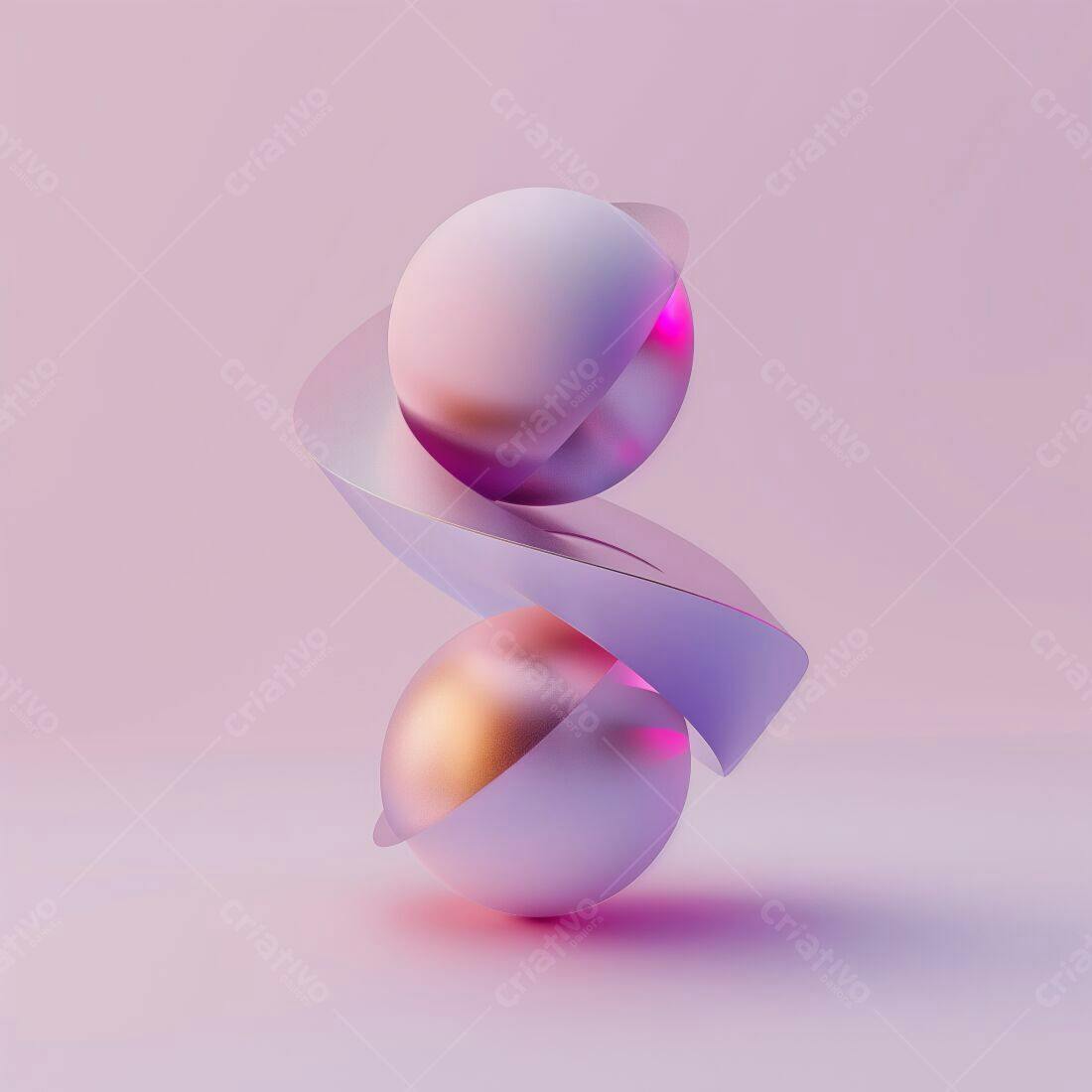 Esferas metálicas rosadas em espiral