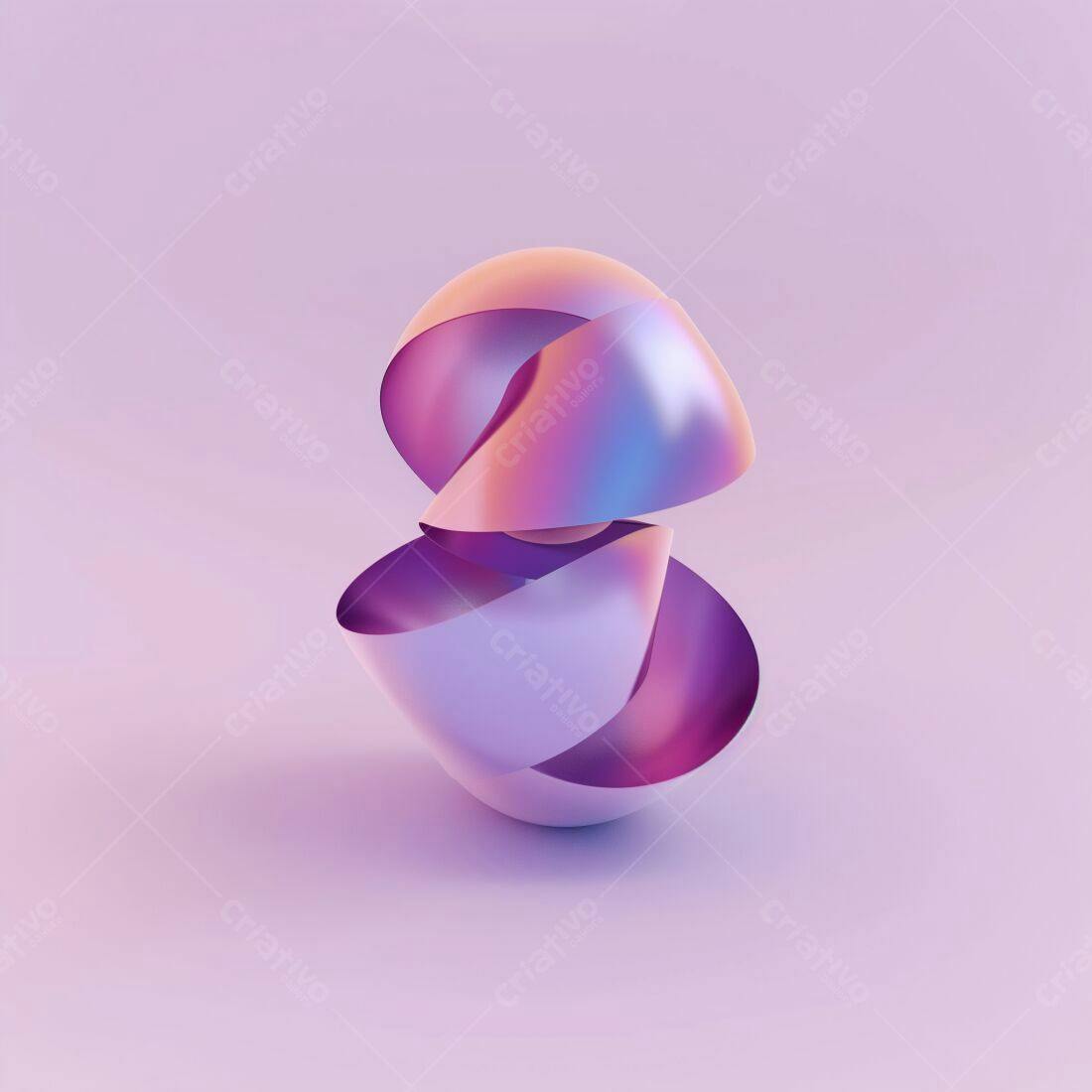 Esculturas abstratas em tons rosa e roxo